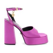 Versace Silk satin sandaler för kvinnor Purple, Dam