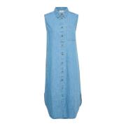 Kaffe Midi Klänning Medium Blue Chambray Blue, Dam