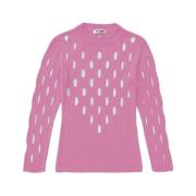 Aeron Snygg Diagonal Skuren Stickad Topp Pink, Dam