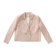 Aeron Gyllene Knappad Kort Boxy Blazer Pink, Dam