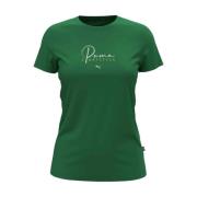 Puma Grön T-shirt med Logotyptryck Green, Dam