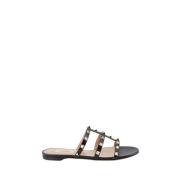 Valentino Garavani Studded Slide Sandals Black, Dam