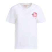 Marni jersey t-shirt med blomsterpatch White, Dam