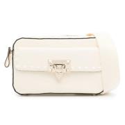 Valentino Kornigt läder crossbody väska med Rockstud dekoration White,...