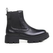ASH Svarta Läder Chelsea Boots med Metallapplikationer Black, Dam