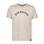 Courrèges Tryckt Logotyp Bomull T-shirt Beige, Herr