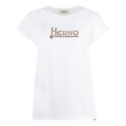 Herno Kontrasterande Logo Bomull T-Shirt White, Dam
