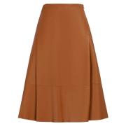 Marni Nappa läder midi kjol Brown, Dam