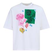 Marni Bomullst-shirt med blommönster White, Herr