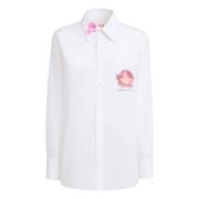 Marni poplinskjorta med blomsterlappar White, Dam