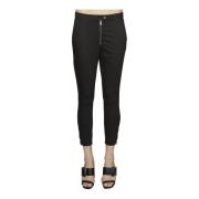 Dondup Stretch Bomull Satinbyxor Black, Dam