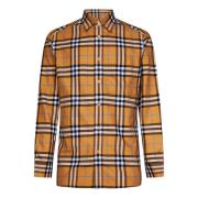 Burberry Stilren Orange Rutig Skjorta Multicolor, Herr