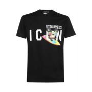 Dsquared2 Svart Icon Tryckt T-shirt Black, Herr