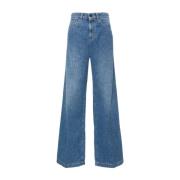 Emporio Armani Blå Tvättad Denim Straight Leg Jeans Blue, Dam