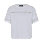 Emporio Armani Vit Bomull Logo Broderad T-shirt White, Dam