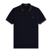 Fred Perry Piqué Bomull Polo Dubbel Stripe Black, Herr