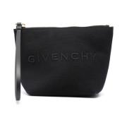 Givenchy Svart Canvas Clutch med Logobroderi Black, Dam