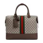 Gucci Beige Ebony GG Textil Duffleväska Beige, Herr