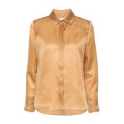 Max Mara Silk Organza Skjorta Kamel Beige Brown, Dam