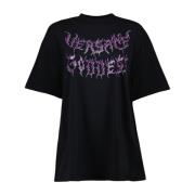 Versace Gudinna Print Oversized Kortärmad T-shirt Black, Dam