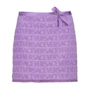 Versace Kort Fransad Kjol Purple, Dam