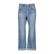 Victoria Beckham Denim Straight Cut Jeans Blå Tvättad Blue, Dam