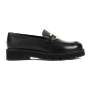 Salvatore Ferragamo Svart Kalvläder Maryan Lug Loafers Black, Dam