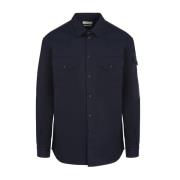 Alexander McQueen Tape Detail Cotton Shirt Blue, Herr