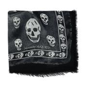 Alexander McQueen Svart Skull Print Halsduk Black, Herr