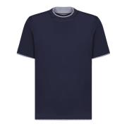 Brunello Cucinelli Blå Bomull T-shirt Rundhals Korta ärmar Blue, Herr