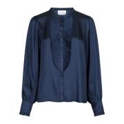 Neo Noir Blus med rynkdetaljer Blue, Dam