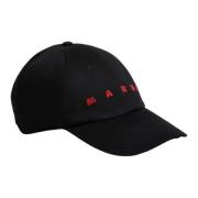 Marni gabardine baseballkeps med broderat logotyp Black, Herr