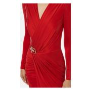 Elisabetta Franchi Red Carpet Klänning Cupro Accessoar Red, Dam