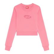 Diesel Cropped sweatshirt med cut-out logo Pink, Dam