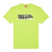 Diesel T-shirt med glitchy logo Green, Herr