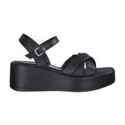 Marco Tozzi Svarta platta sandaler för kvinnor Black, Dam