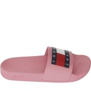 Tommy Jeans Rosa Flag Pool Slides Flip Flops Pink, Dam