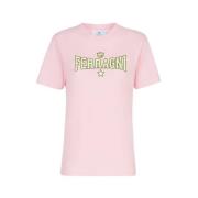 Chiara Ferragni Collection Rosa bomull T-shirt med Ferragni Stretch Pr...