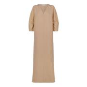 Cortana Linne och Virgin Wool Tunic Klänning Beige, Dam