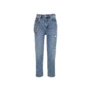 Just Cavalli Boyfriend Jeans med Metallkedja Detalj Blue, Dam