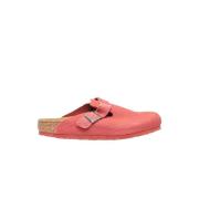 Birkenstock Präglad Läder Boston Mules Red, Herr