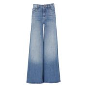 Mother Blå Bomullsjeans med Bältesöglor Blue, Dam