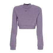 Nike Hög Hals Sweatshirt Chill French Terry Crop Purple, Dam