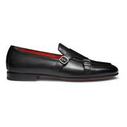 Santoni Dubbelspännad läderloafer Black, Herr