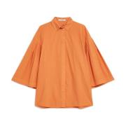 Maliparmi Poplin Loose Fit Skjorta Bred Ärm Orange, Dam