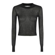 Ami Paris Cropped Crewneck Sweater Black, Dam