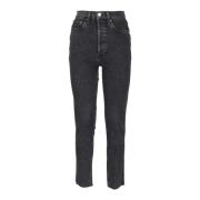 Re/Done Retro High Rise Skinny Jeans Black, Dam