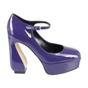 Sergio Rossi Elegant Patent Leather Shoes Purple, Dam