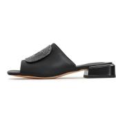 Cesare Gaspari Lyxiga Block Heeled Slippers Beatriz Black, Dam