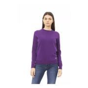 Baldinini Stilfull Lila Ull Crewneck Sweater Purple, Dam
